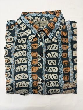 Robert Stock 100% Silk Abstract Button-Down Shirt